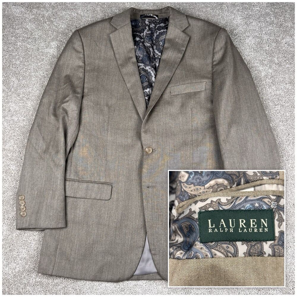Lauren Ralph Lauren 42R Men's Blazer Brown Half Lined Rayon Sport Coat Jacket